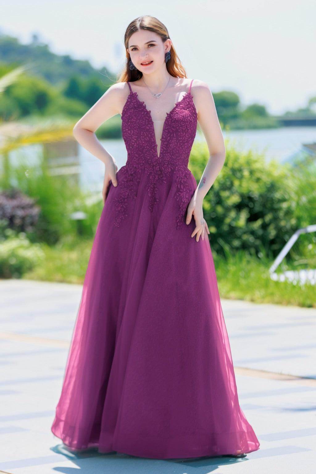 A-Line Floor Length Tulle Prom Dress CS0501 - COCOMELODY