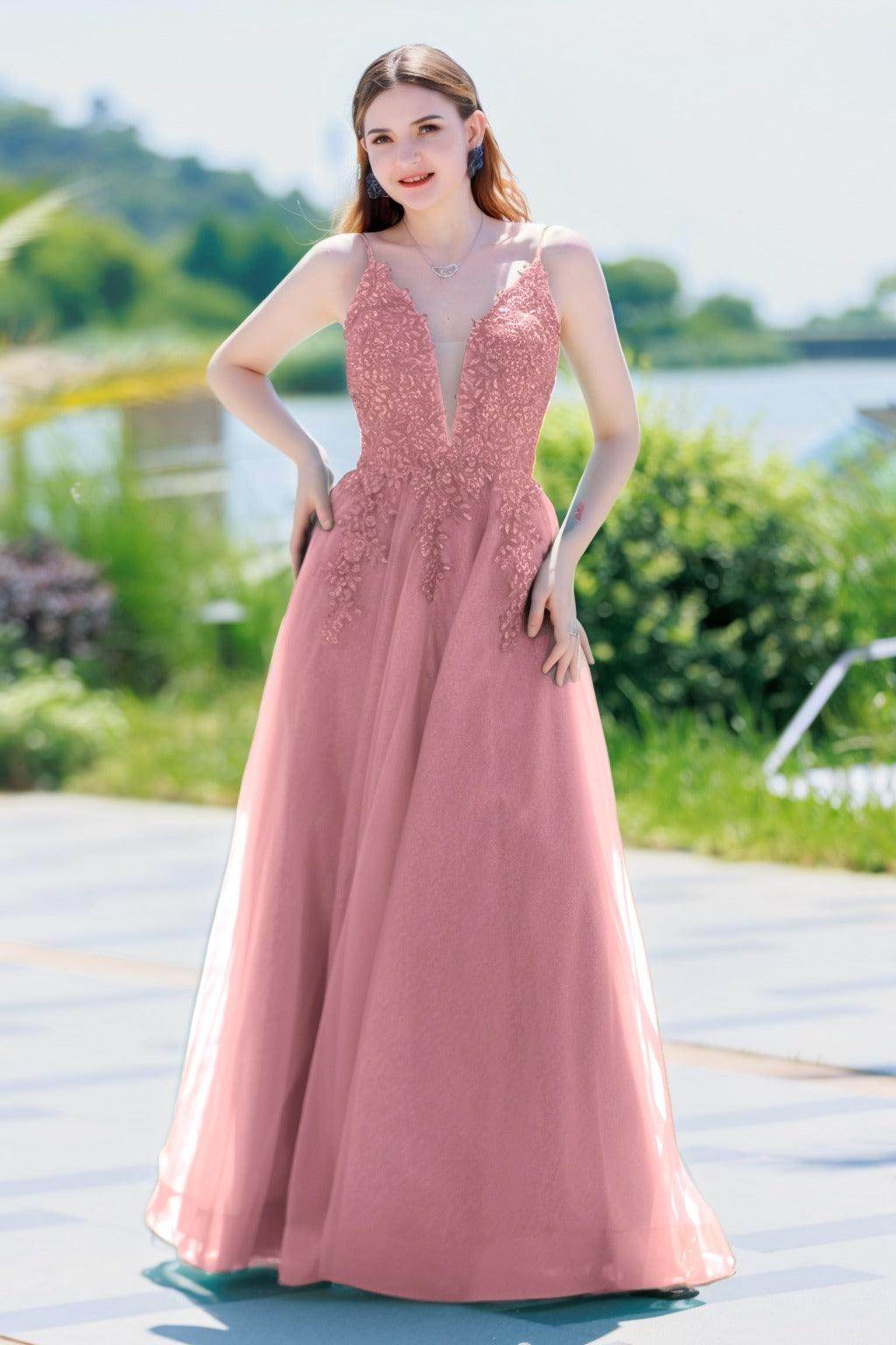 A-Line Floor Length Tulle Prom Dress CS0501 - COCOMELODY