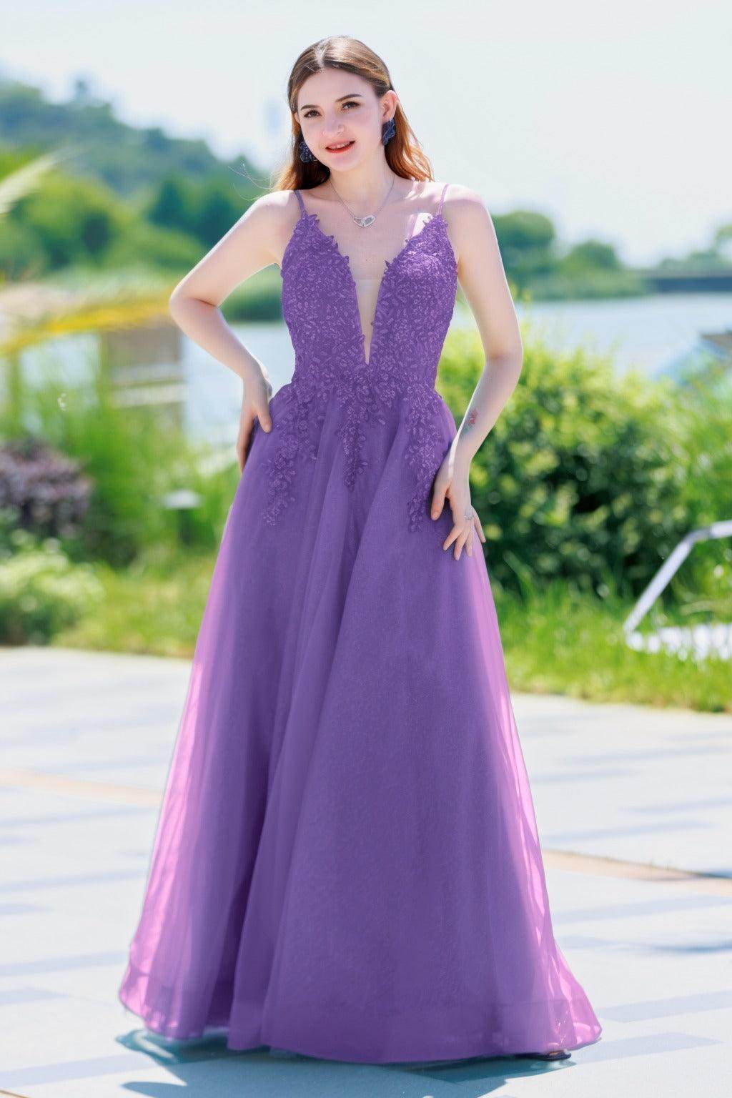 A-Line Floor Length Tulle Prom Dress CS0501 - COCOMELODY