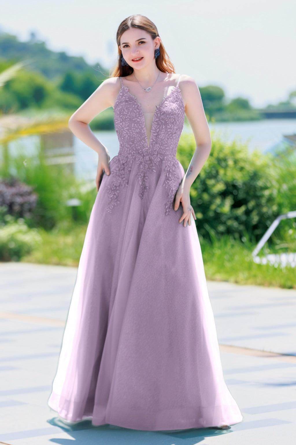 A-Line Floor Length Tulle Prom Dress CS0501 - COCOMELODY