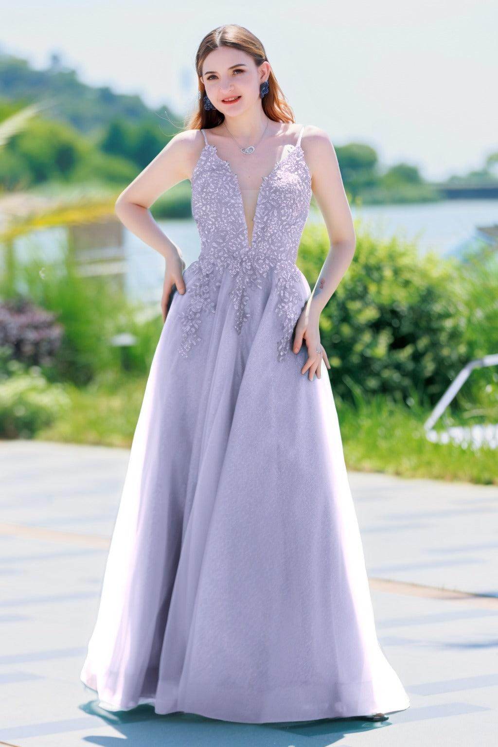 A-Line Floor Length Tulle Prom Dress CS0501 - COCOMELODY
