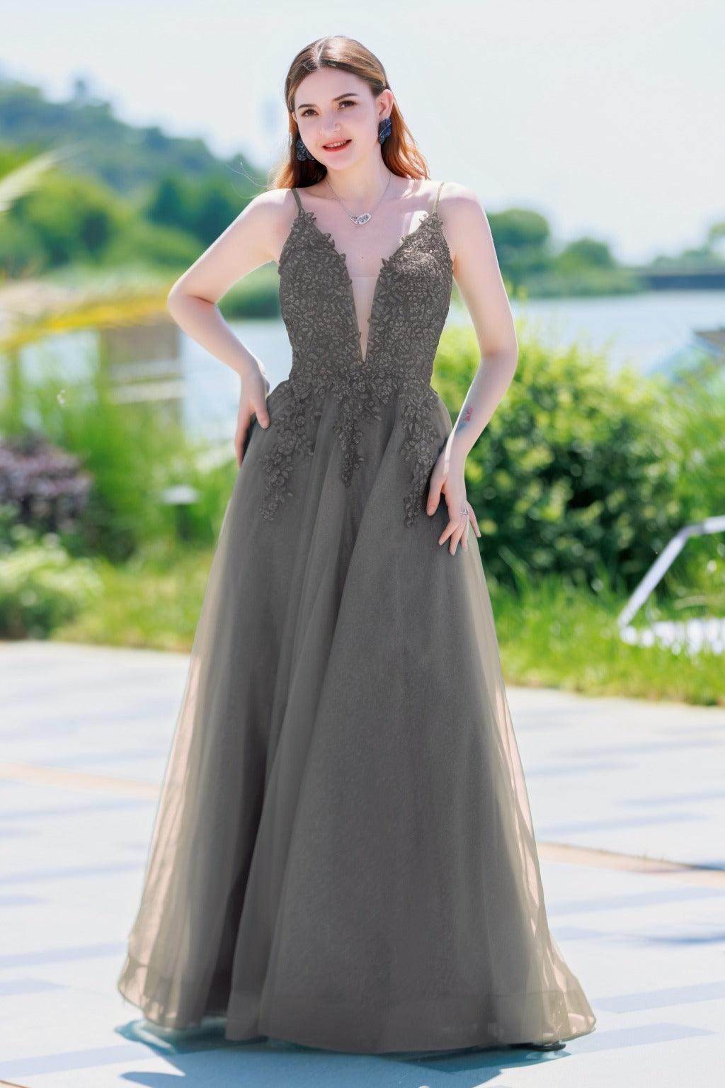 A-Line Floor Length Tulle Prom Dress CS0501 - COCOMELODY