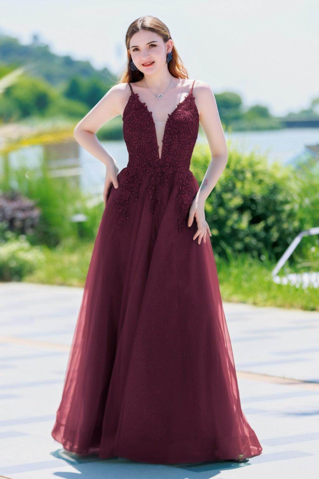 A-Line Floor Length Tulle Prom Dress CS0501 - COCOMELODY