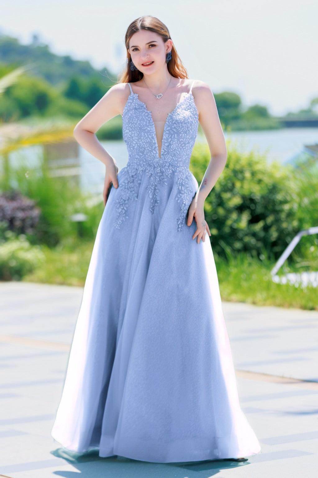 A-Line Floor Length Tulle Prom Dress CS0501 - COCOMELODY