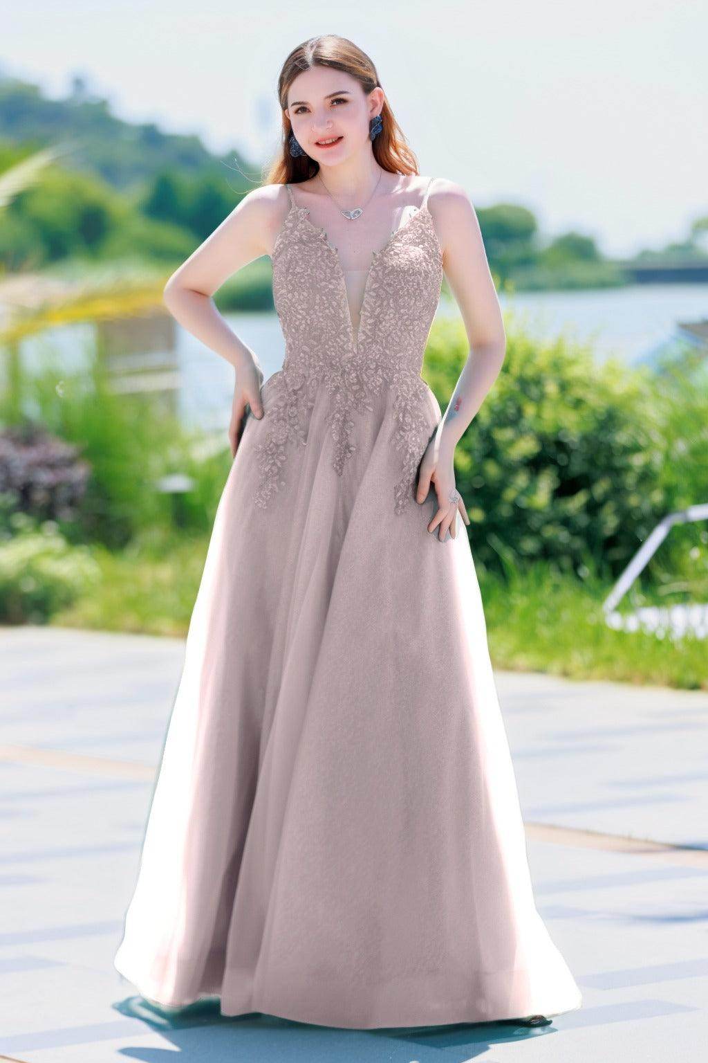 A-Line Floor Length Tulle Prom Dress CS0501 - COCOMELODY