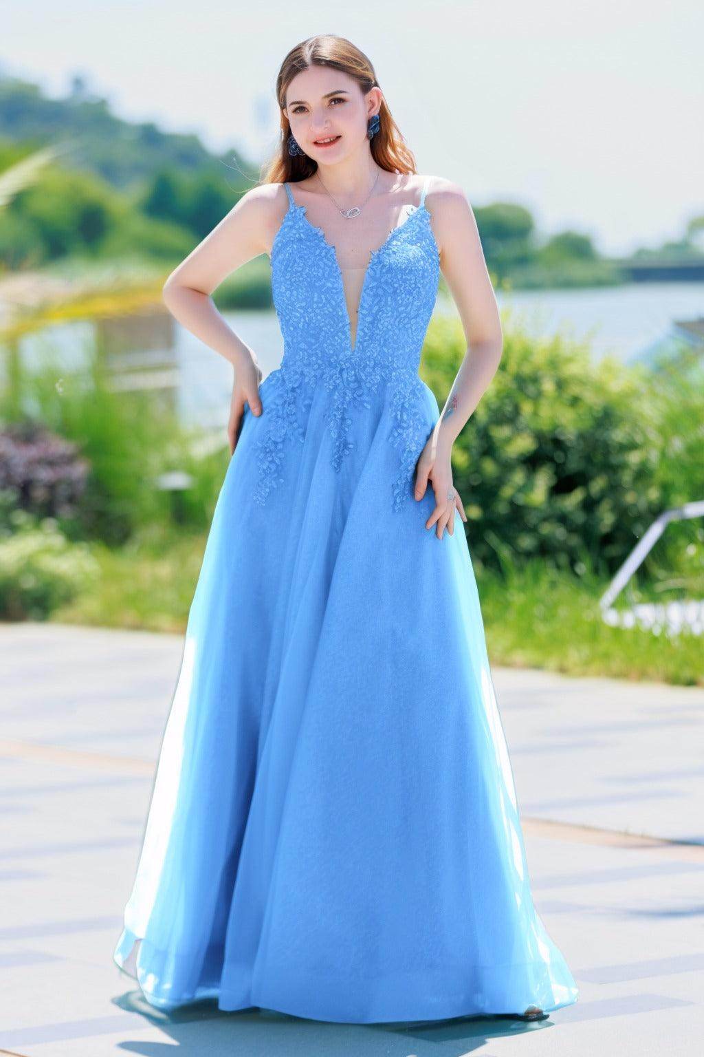 A-Line Floor Length Tulle Prom Dress CS0501 - COCOMELODY