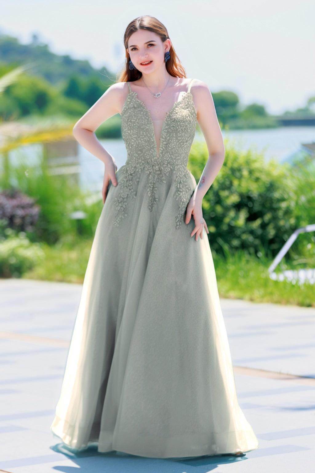 A-Line Floor Length Tulle Prom Dress CS0501 - COCOMELODY