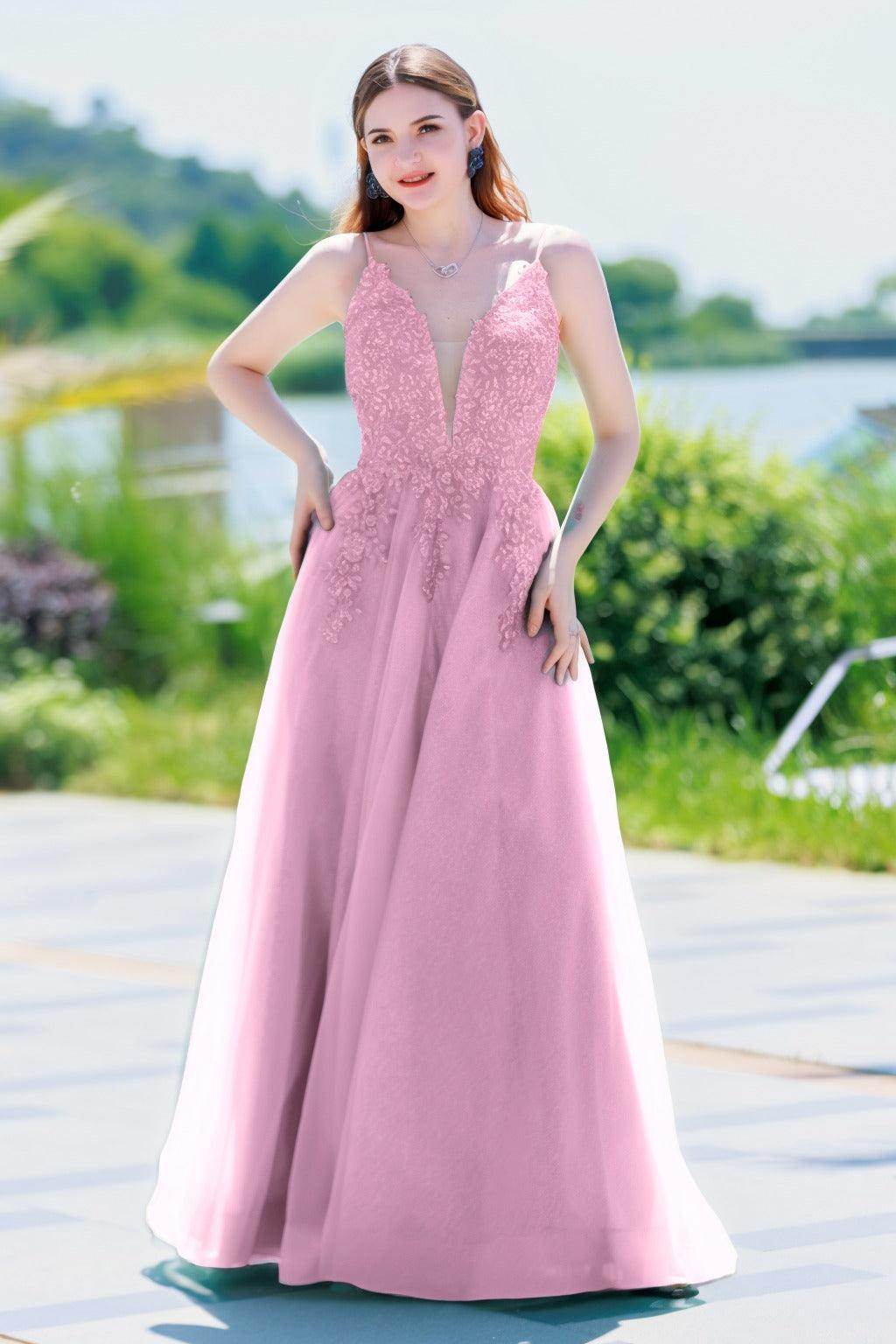 A-Line Floor Length Tulle Prom Dress CS0501 - COCOMELODY