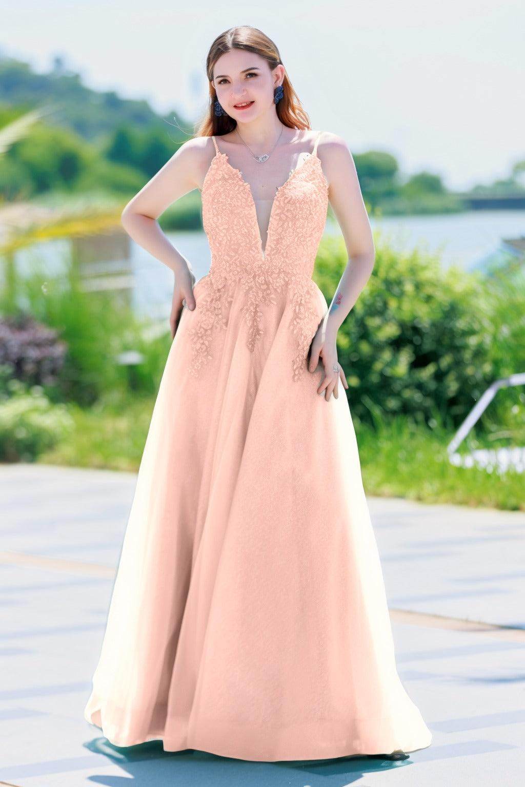 A-Line Floor Length Tulle Prom Dress CS0501 - COCOMELODY