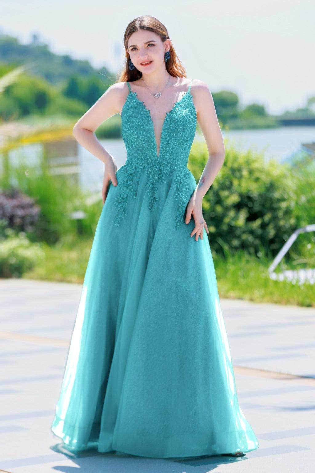 A-Line Floor Length Tulle Prom Dress CS0501 - COCOMELODY