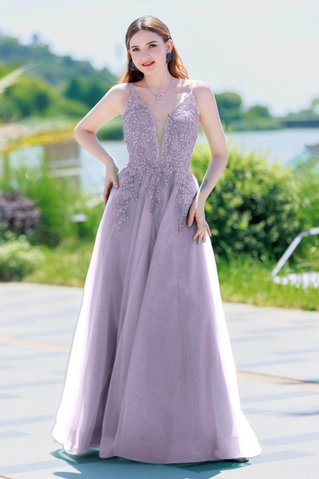A-Line Floor Length Tulle Prom Dress CS0501 - COCOMELODY