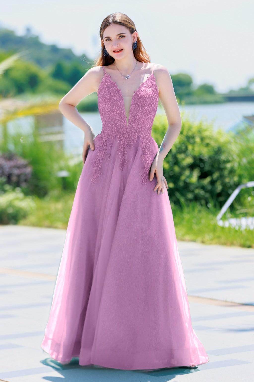 A-Line Floor Length Tulle Prom Dress CS0501 - COCOMELODY