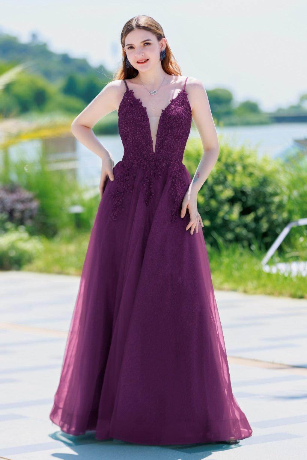 A-Line Floor Length Tulle Prom Dress CS0501 - COCOMELODY