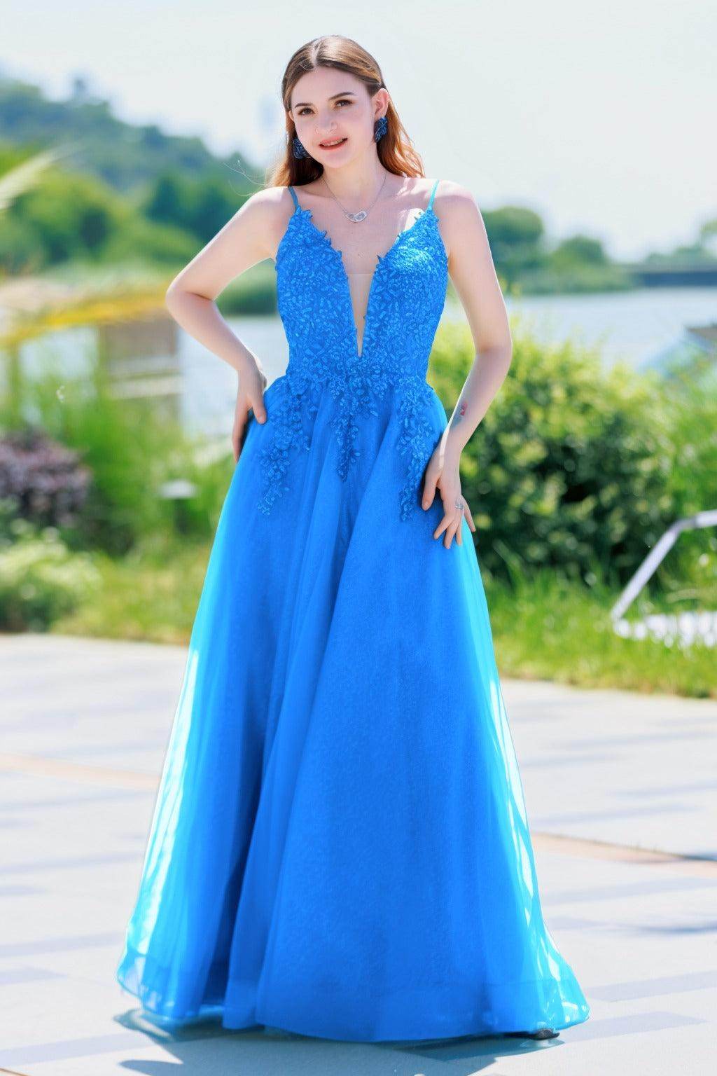 A-Line Floor Length Tulle Prom Dress CS0501 - COCOMELODY