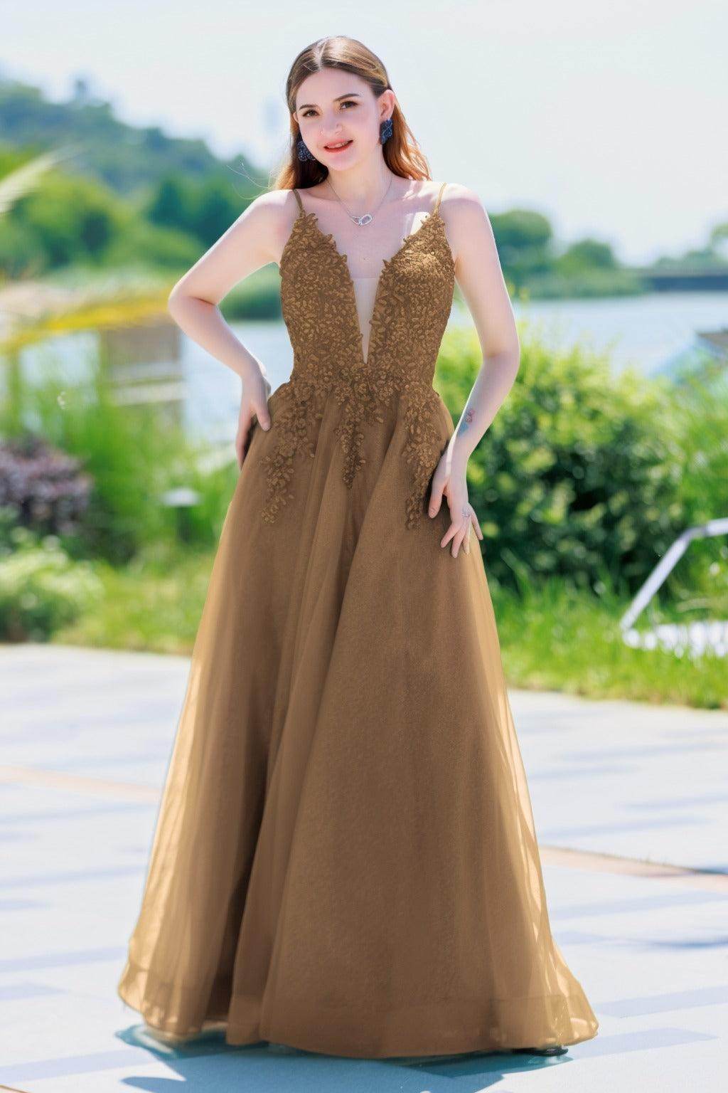 A-Line Floor Length Tulle Prom Dress CS0501 - COCOMELODY