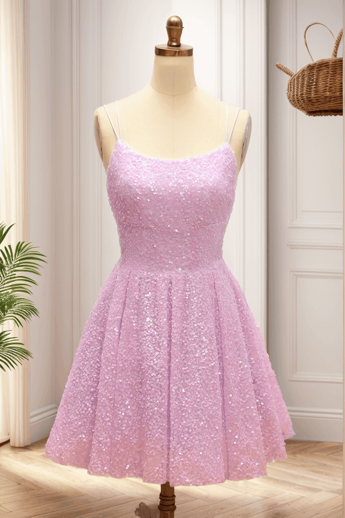 A-Line Short-Mini Sequined Homecoming Dresses COCOMELODY CS0511