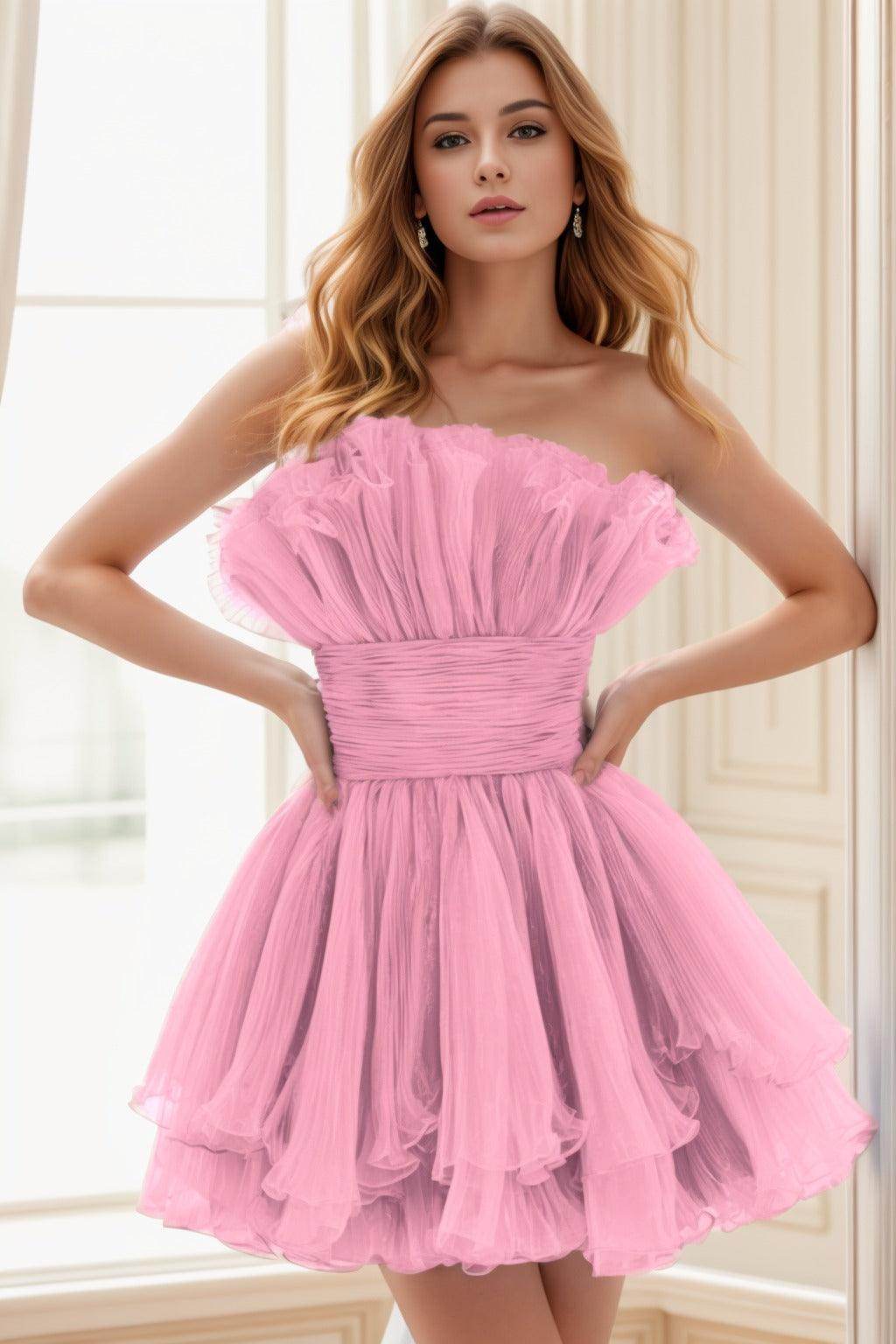 A-Line Short-Mini Organza Homecoming Dresses CS0513 - COCOMELODY
