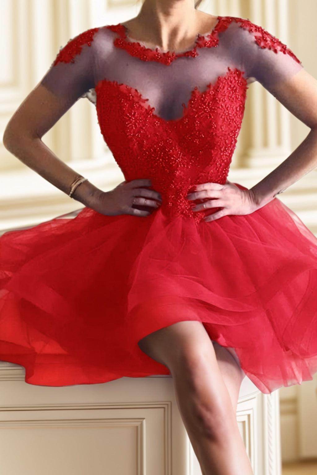 A-Line High-Low Tulle Homecoming Dresses CS0517 - COCOMELODY