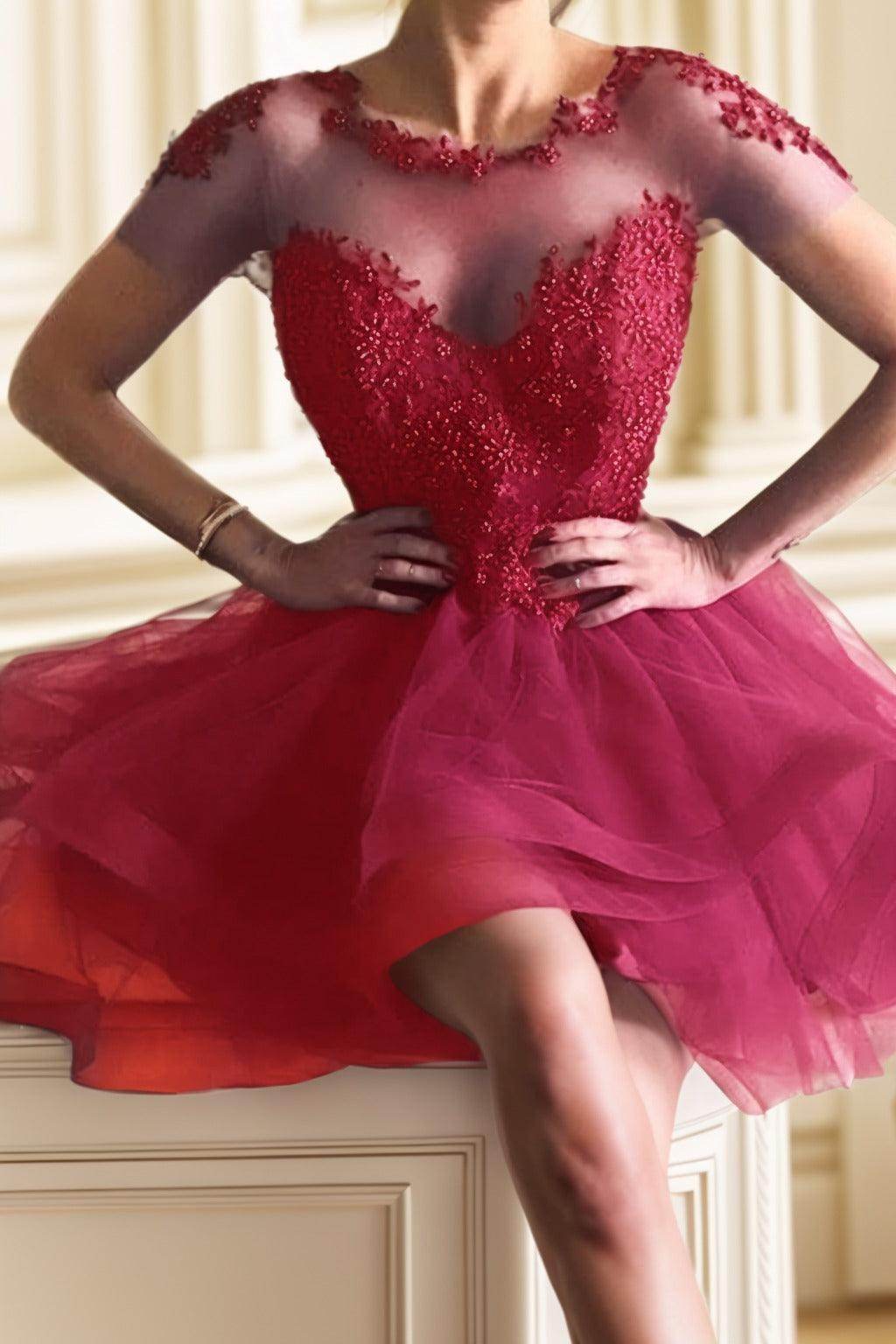 A-Line High-Low Tulle Homecoming Dresses CS0517 - COCOMELODY