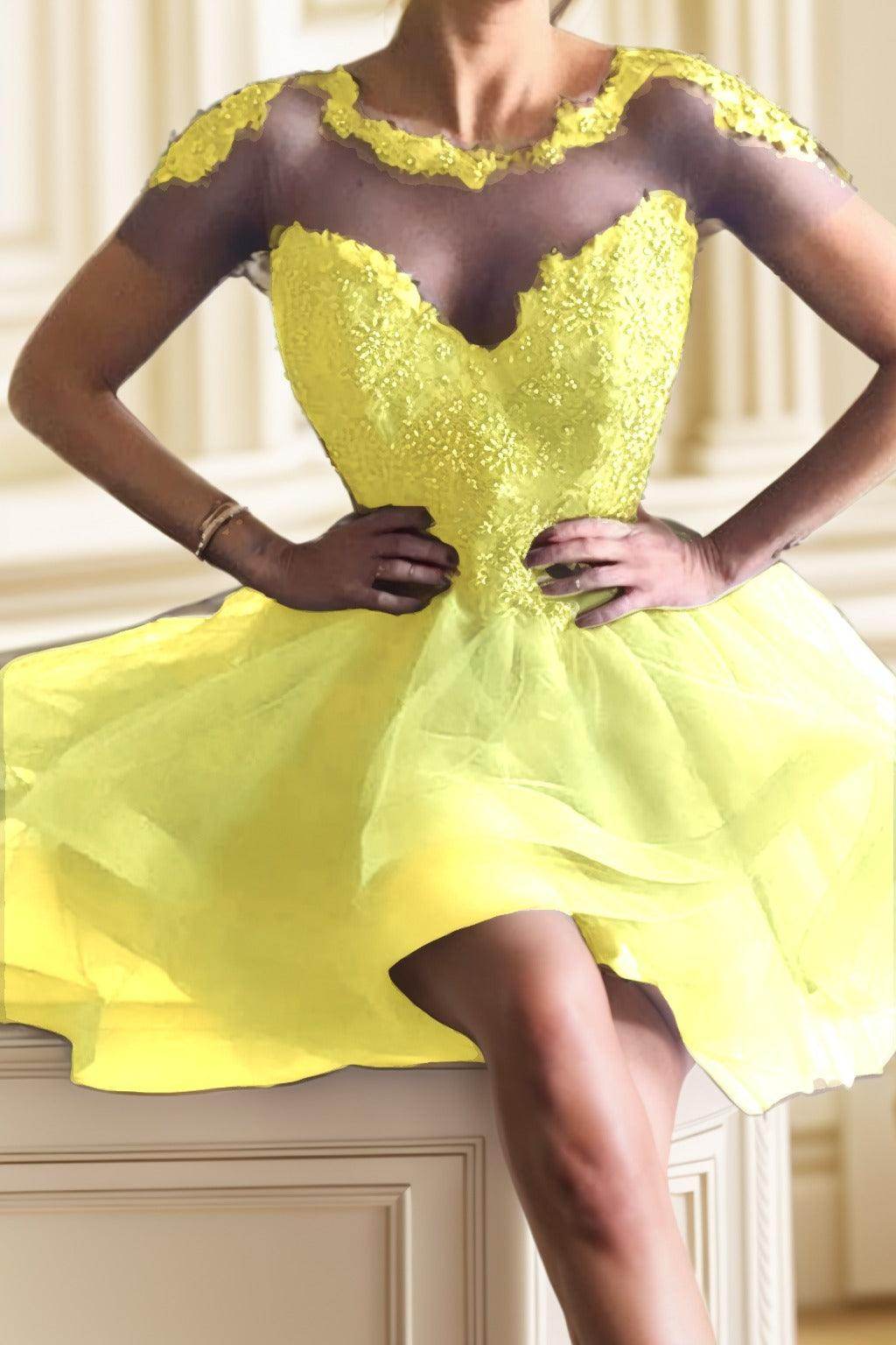 A-Line High-Low Tulle Homecoming Dresses CS0517 - COCOMELODY