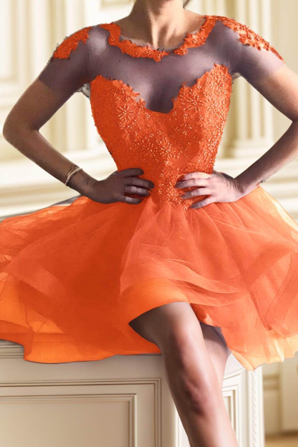 A-Line High-Low Tulle Homecoming Dresses CS0517 - COCOMELODY