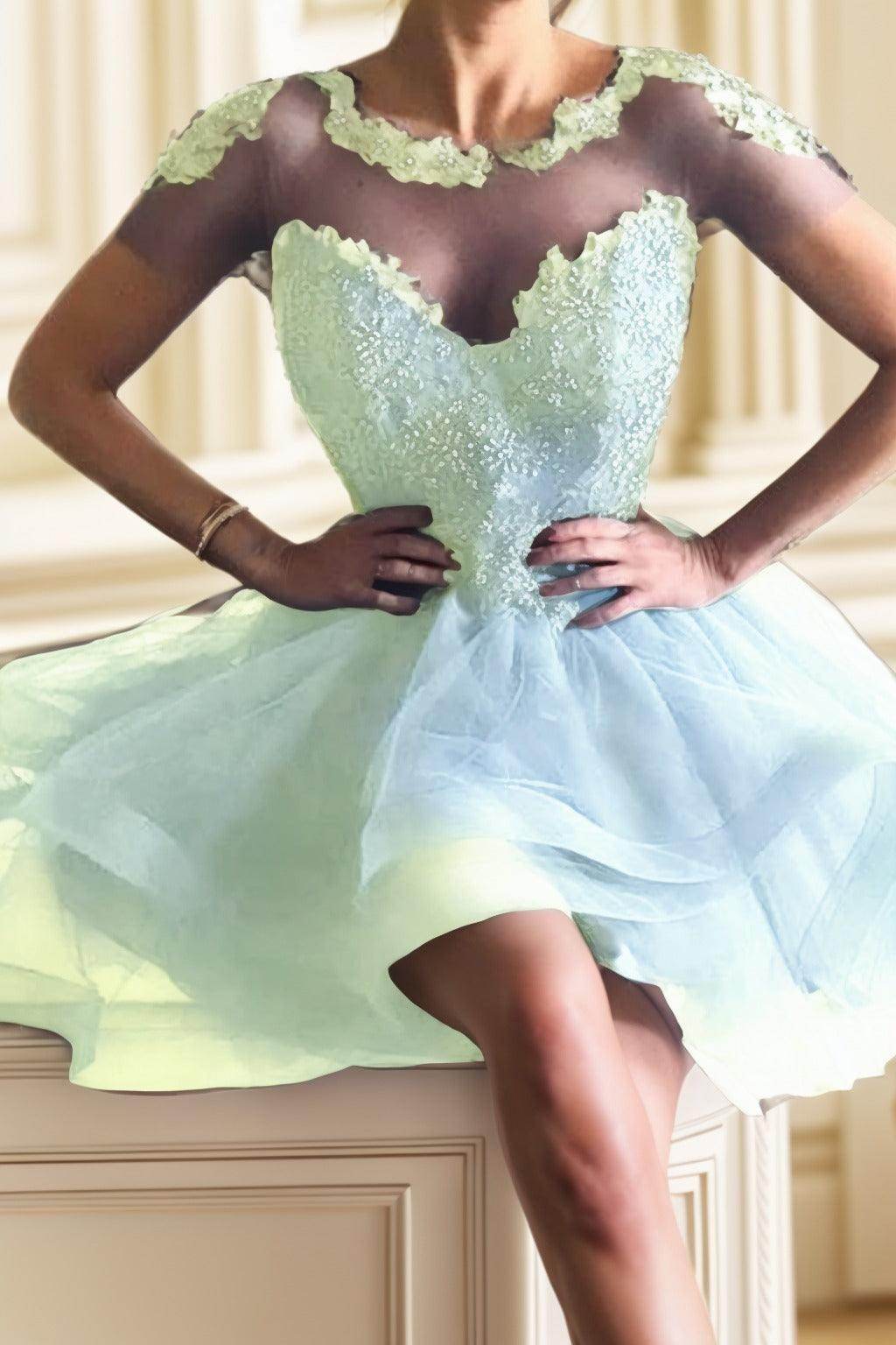 A-Line High-Low Tulle Homecoming Dresses CS0517 - COCOMELODY