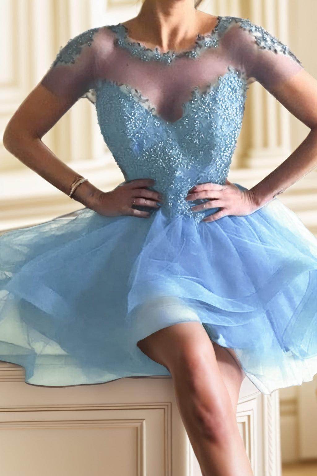 A-Line High-Low Tulle Homecoming Dresses CS0517 - COCOMELODY