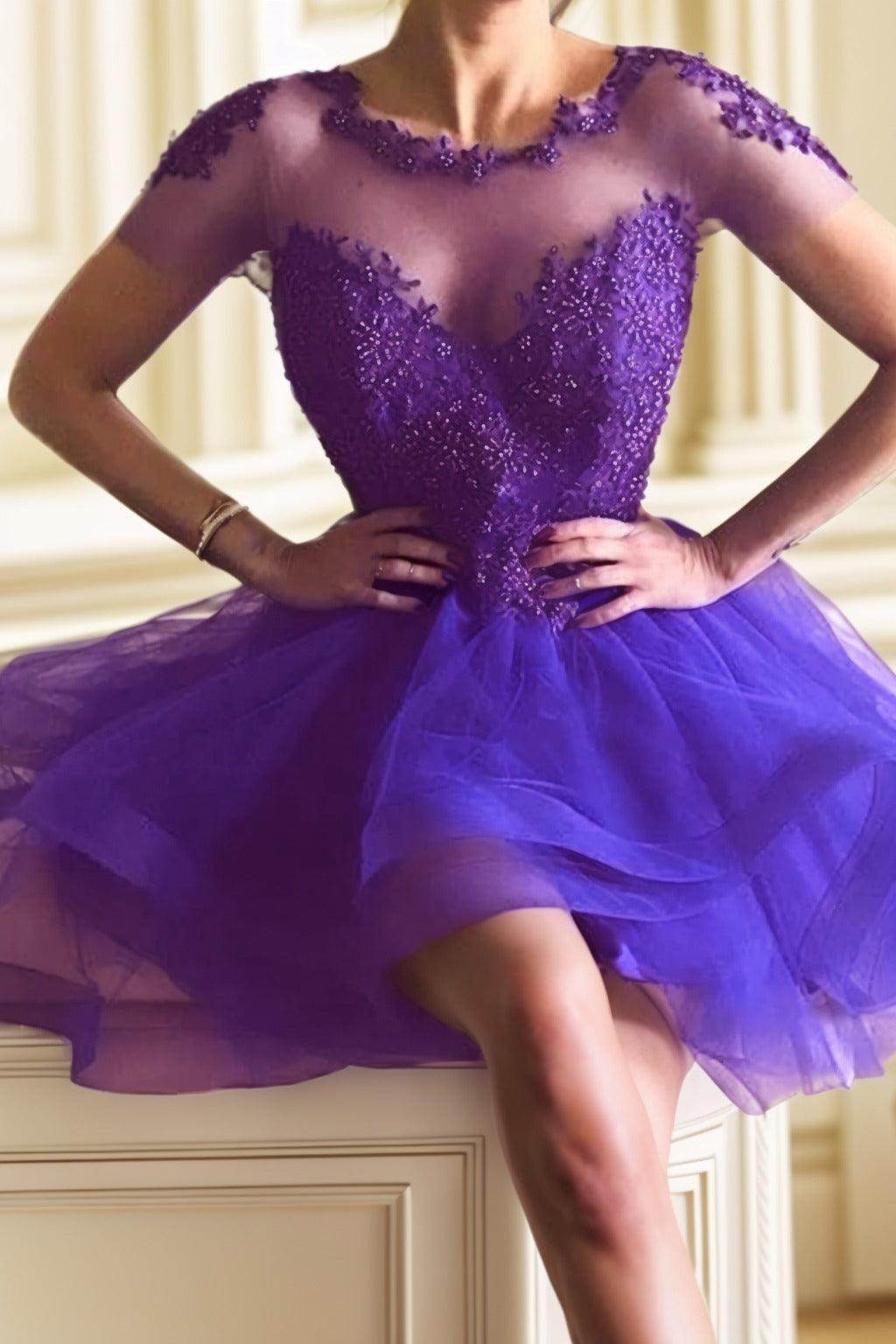 A-Line High-Low Tulle Homecoming Dresses CS0517 - COCOMELODY