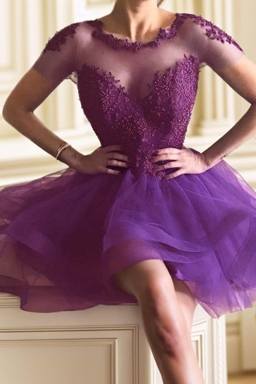 A-Line High-Low Tulle Homecoming Dresses CS0517 - COCOMELODY