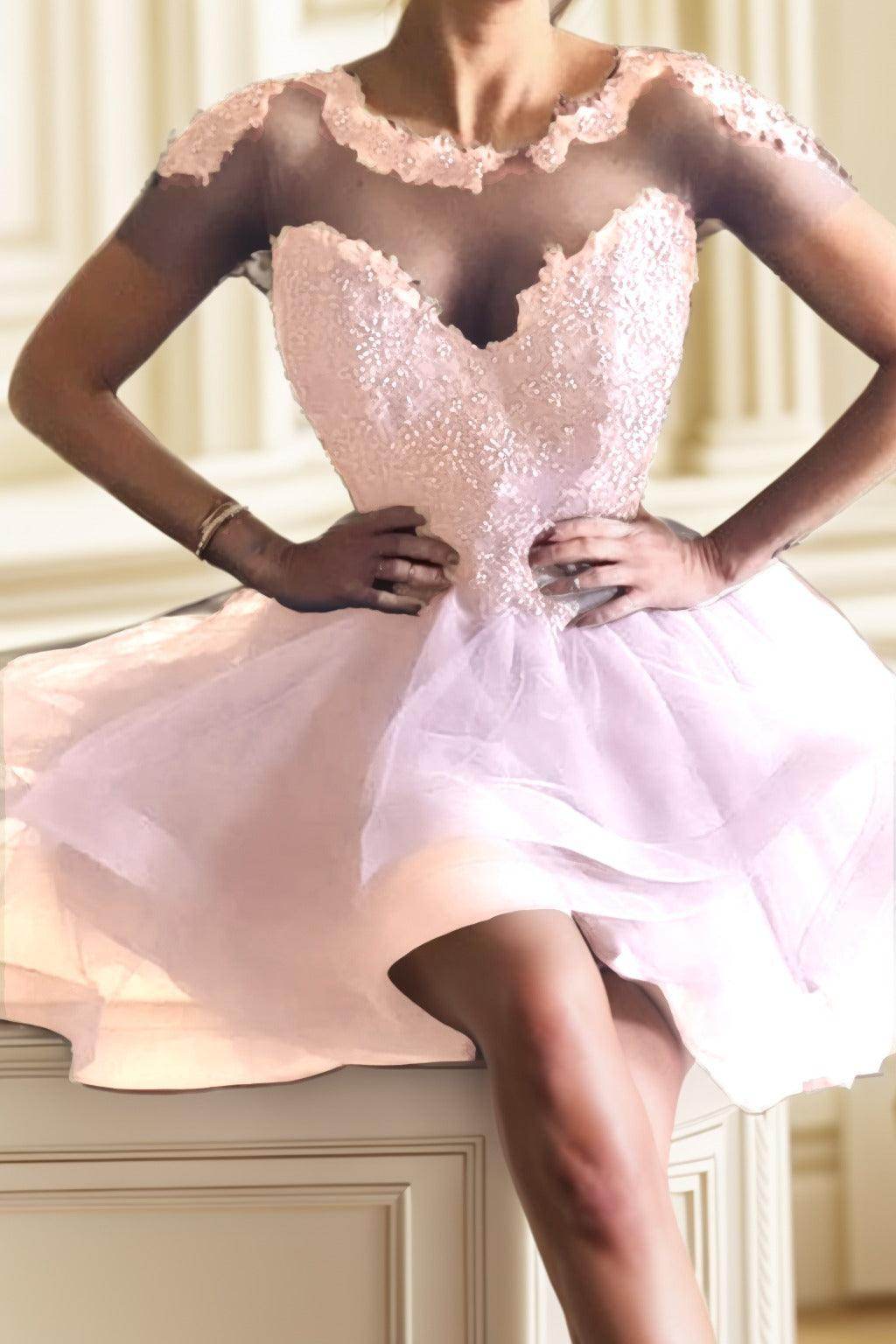 A-Line High-Low Tulle Homecoming Dresses CS0517 - COCOMELODY