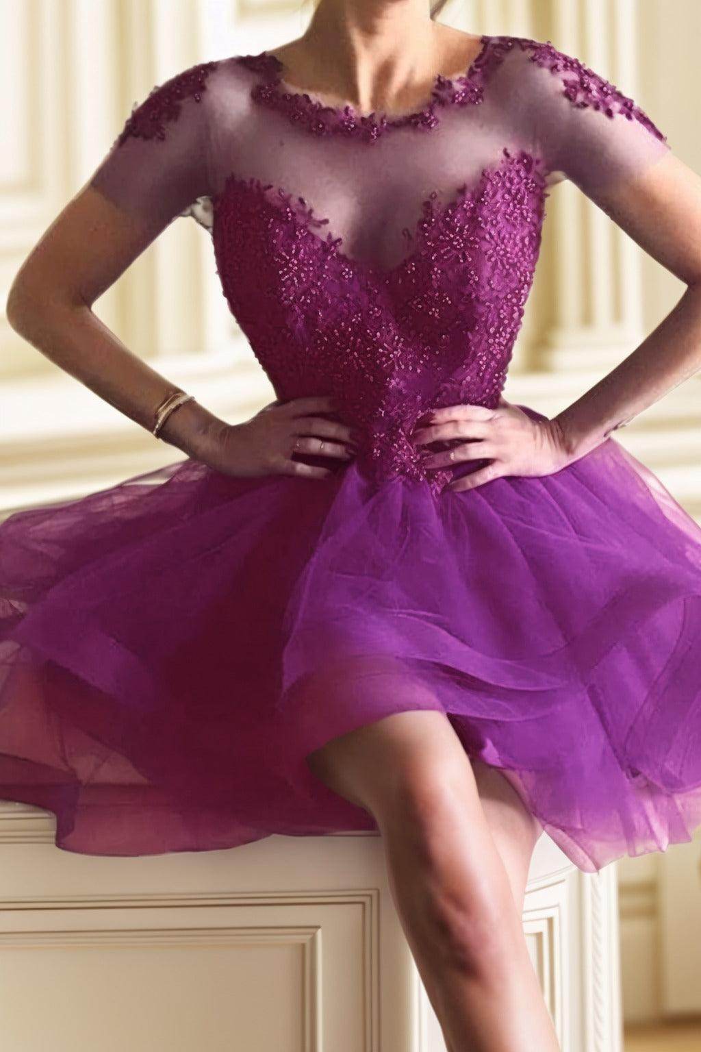 A-Line High-Low Tulle Homecoming Dresses CS0517 - COCOMELODY