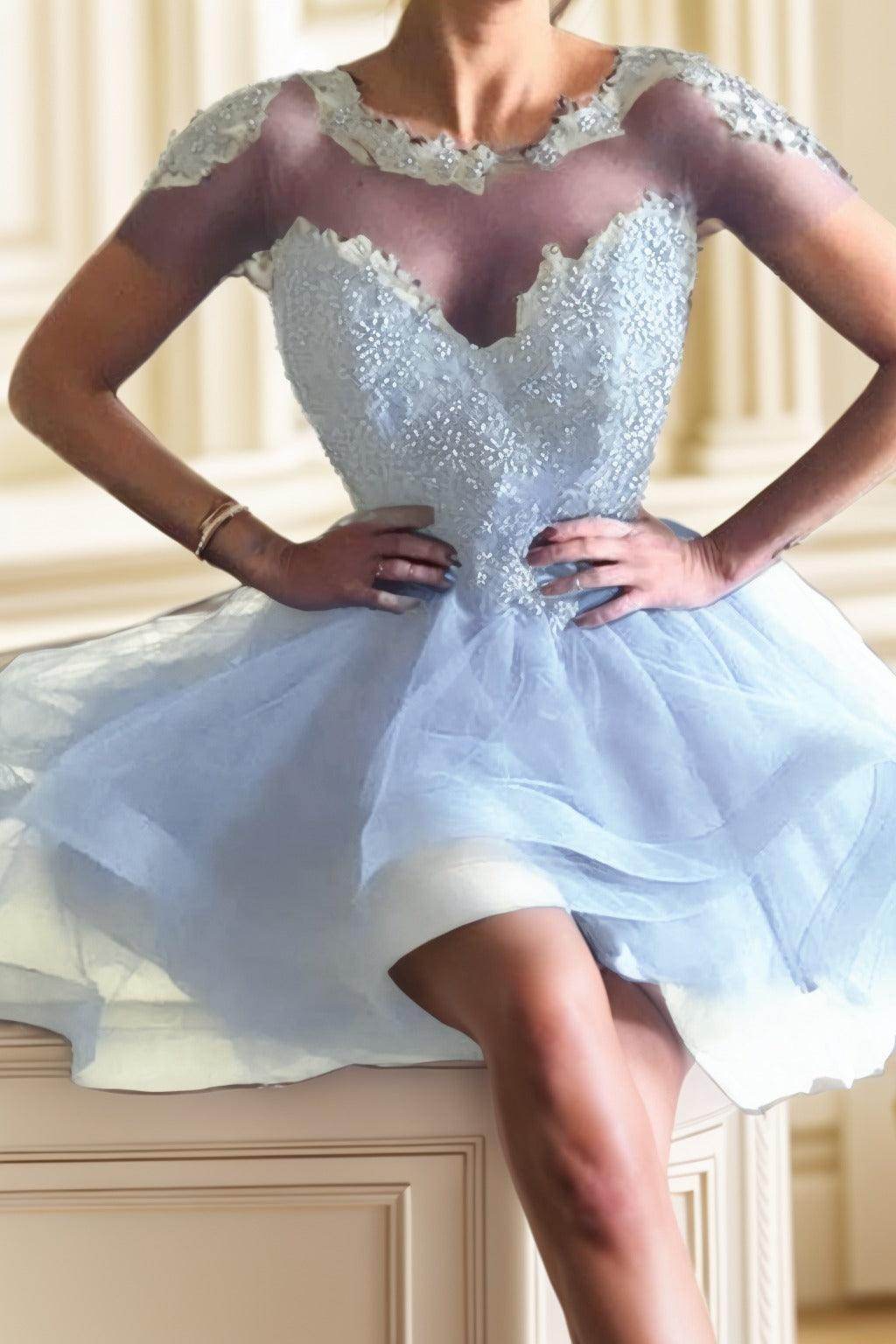 A-Line High-Low Tulle Homecoming Dresses CS0517 - COCOMELODY