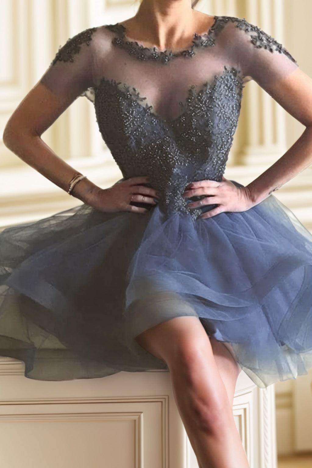 A-Line High-Low Tulle Homecoming Dresses CS0517 - COCOMELODY