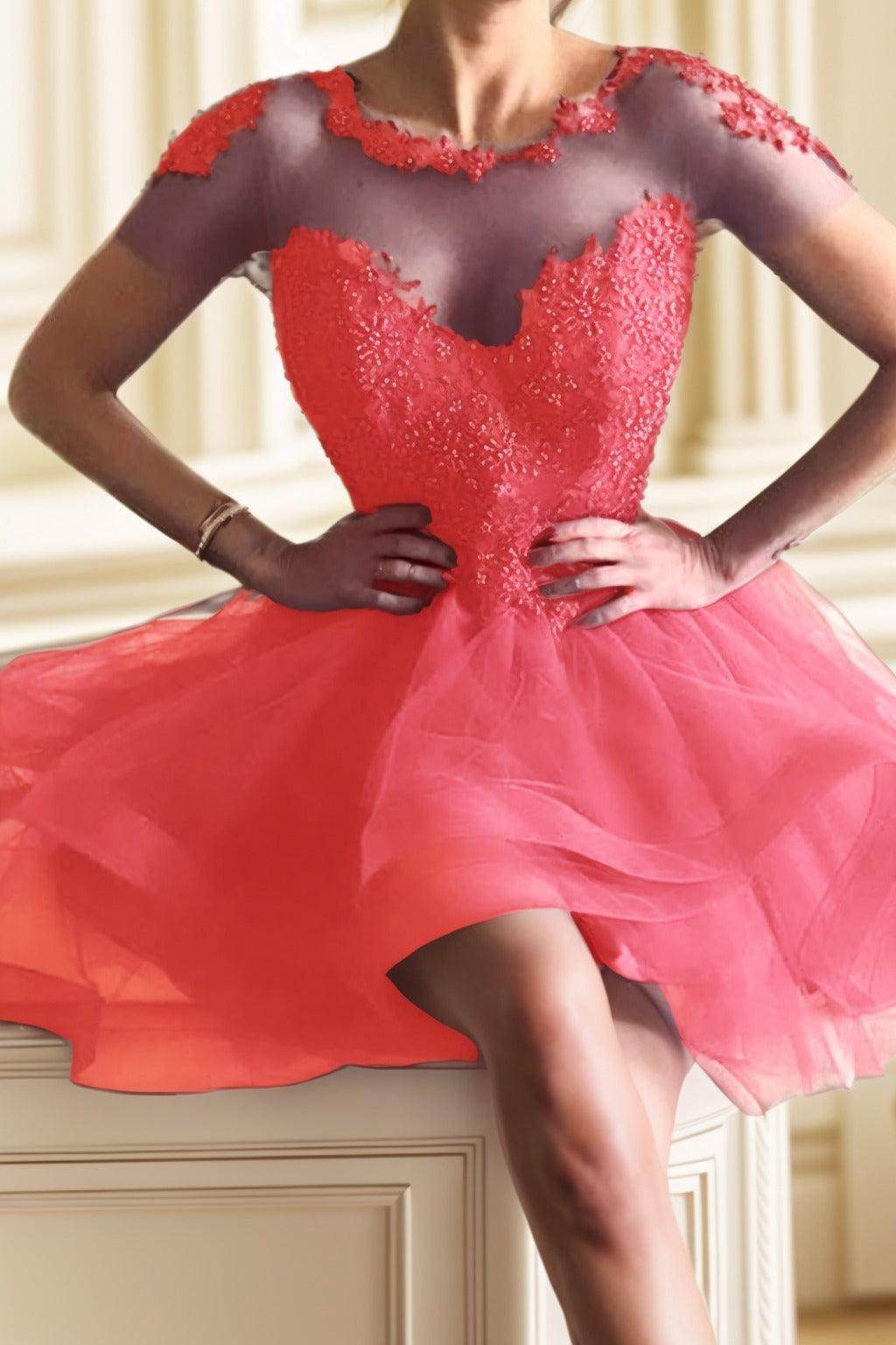 A-Line High-Low Tulle Homecoming Dresses CS0517 - COCOMELODY