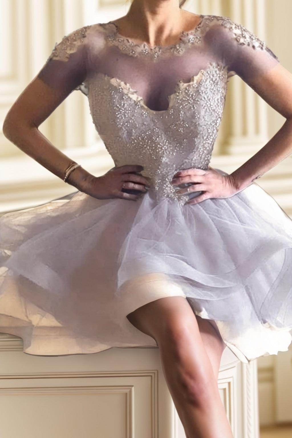 A-Line High-Low Tulle Homecoming Dresses CS0517 - COCOMELODY