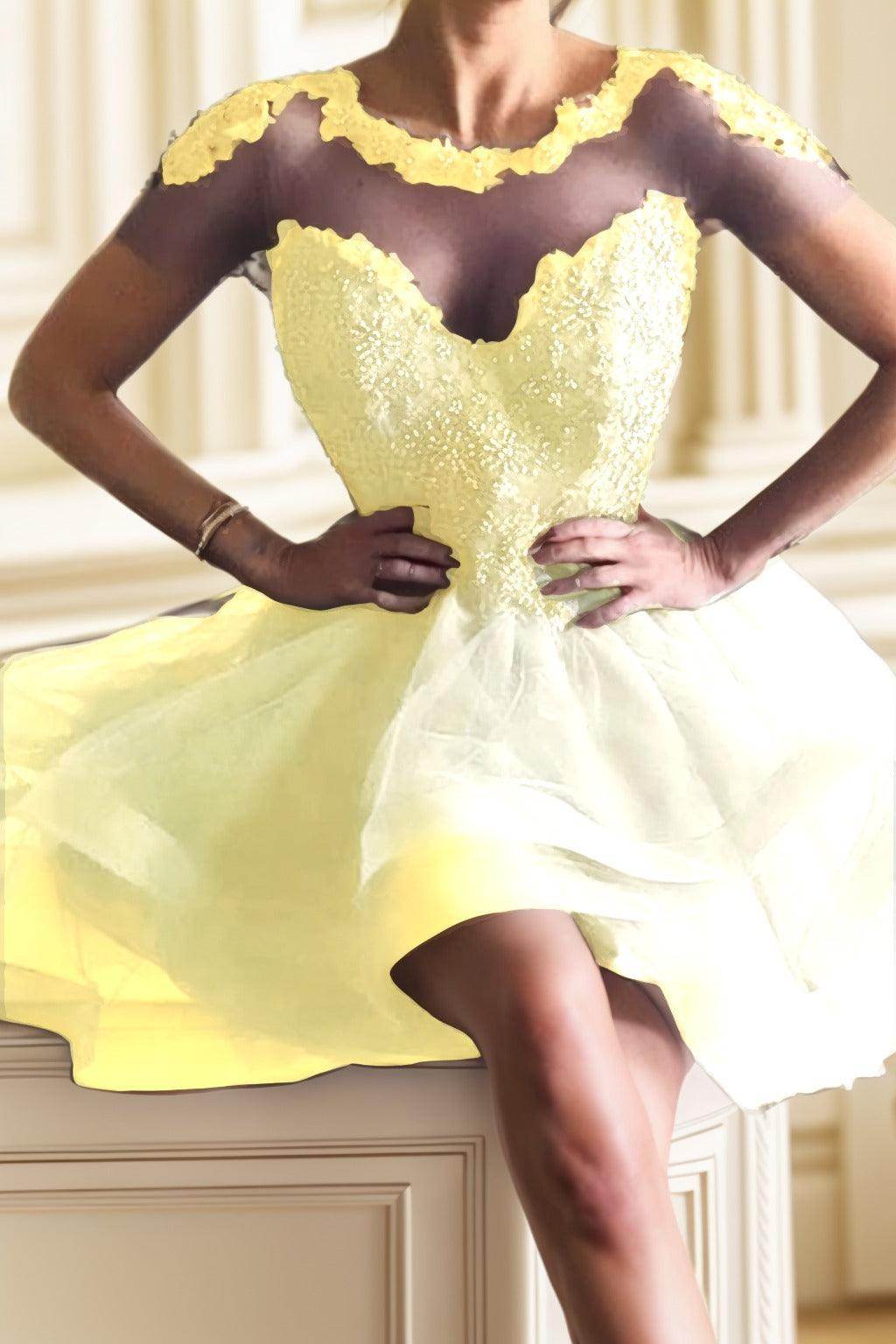 A-Line High-Low Tulle Homecoming Dresses CS0517 - COCOMELODY