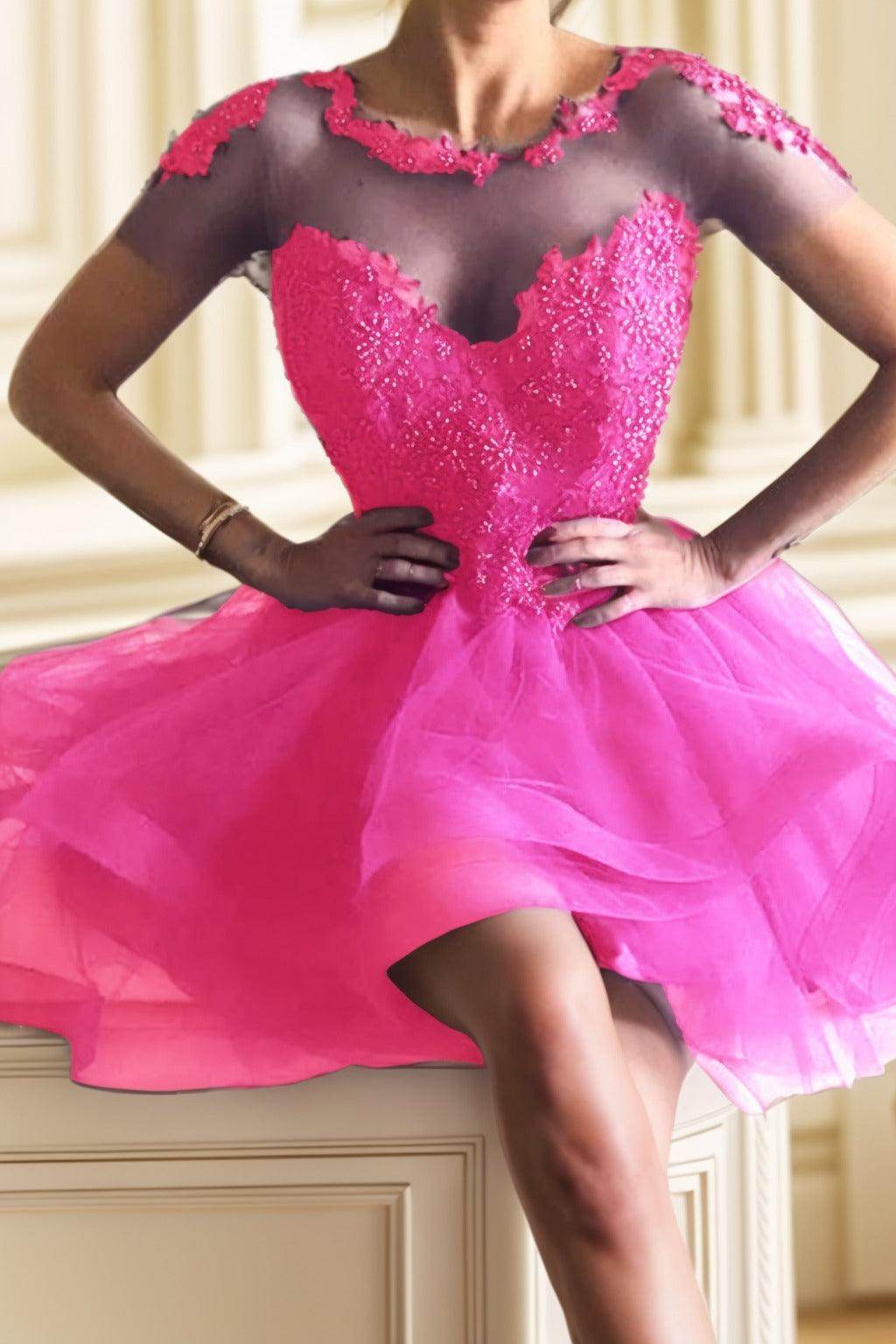 A-Line High-Low Tulle Homecoming Dresses CS0517 - COCOMELODY