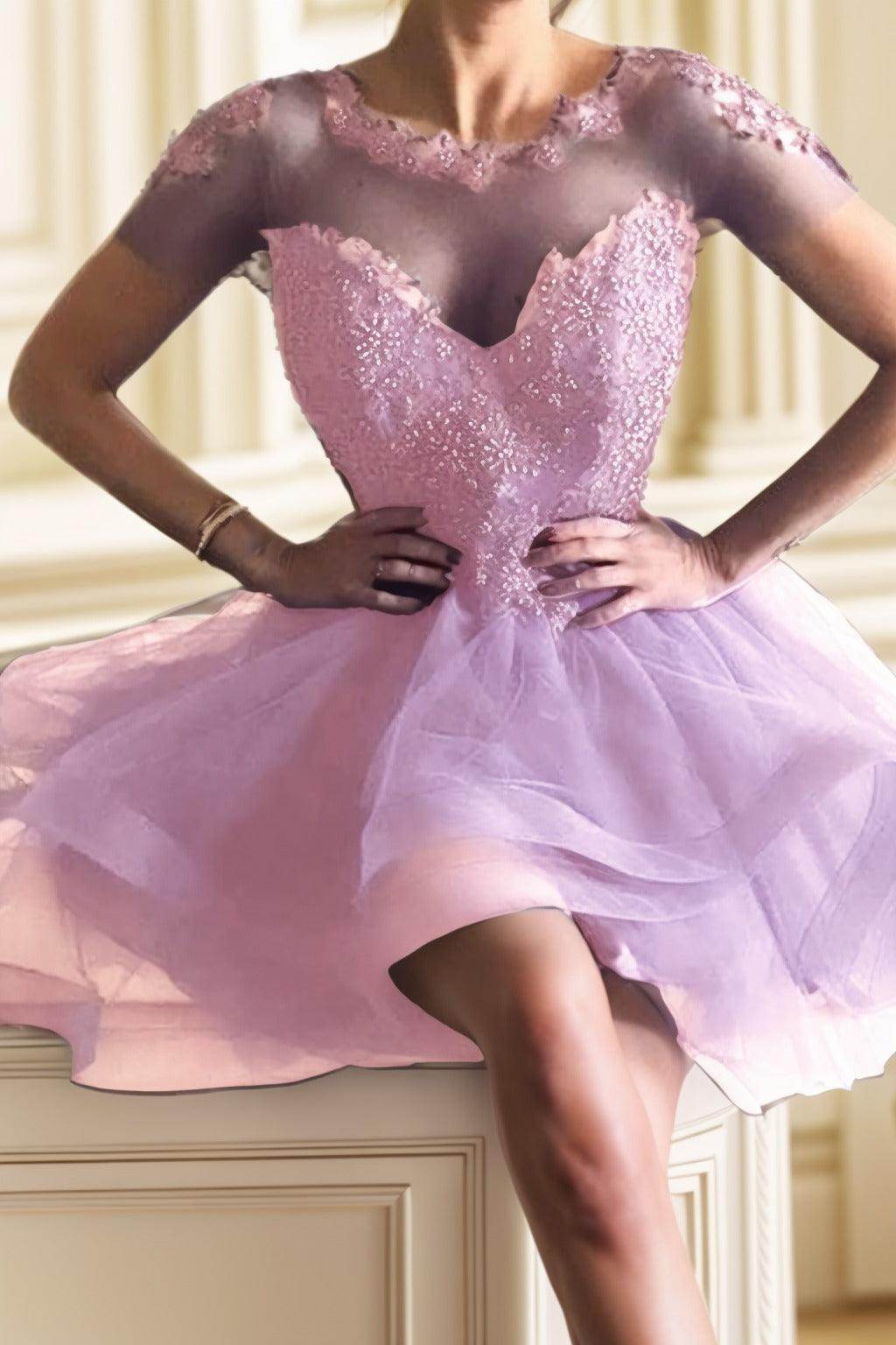 A-Line High-Low Tulle Homecoming Dresses CS0517 - COCOMELODY