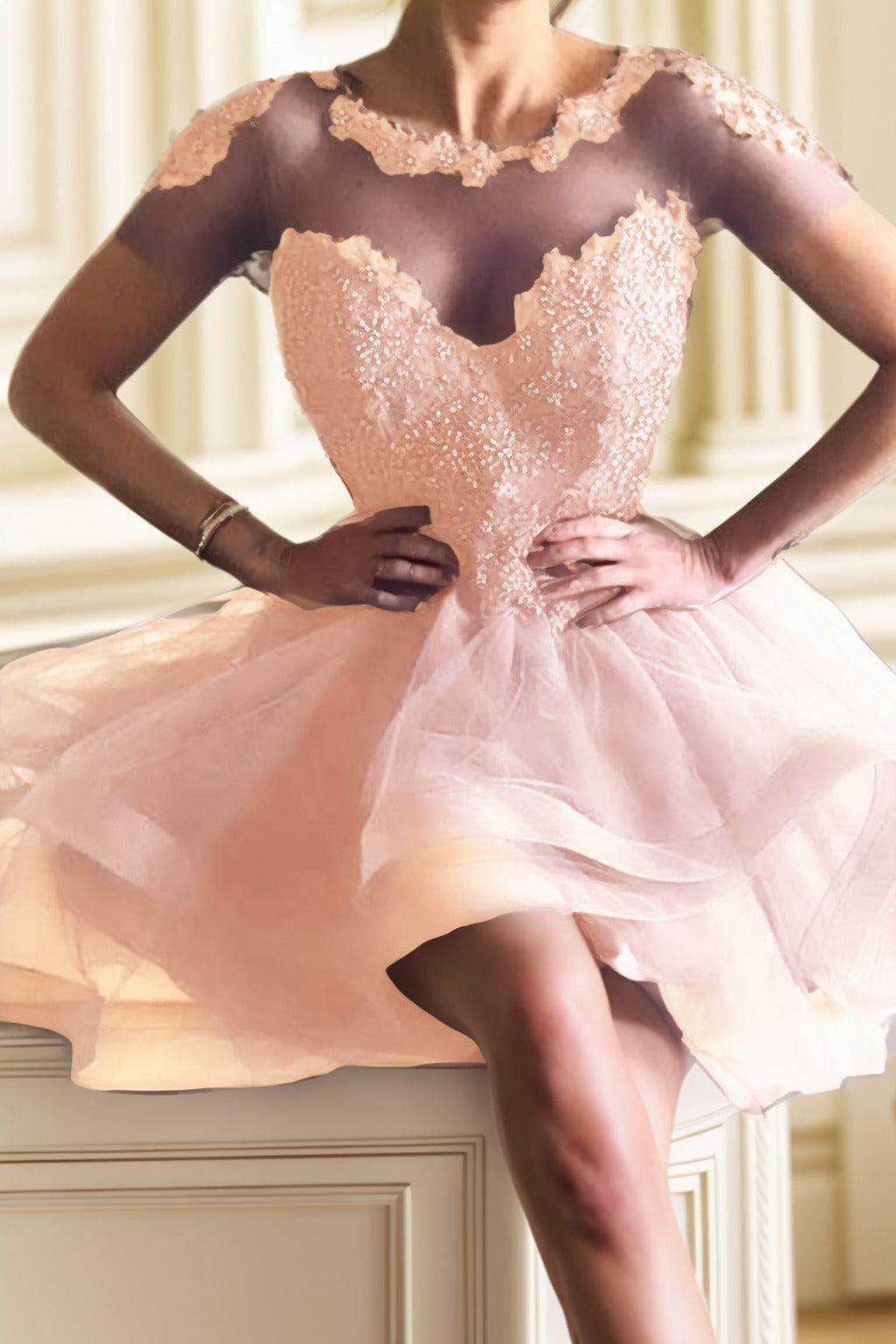 A-Line High-Low Tulle Homecoming Dresses CS0517 - COCOMELODY
