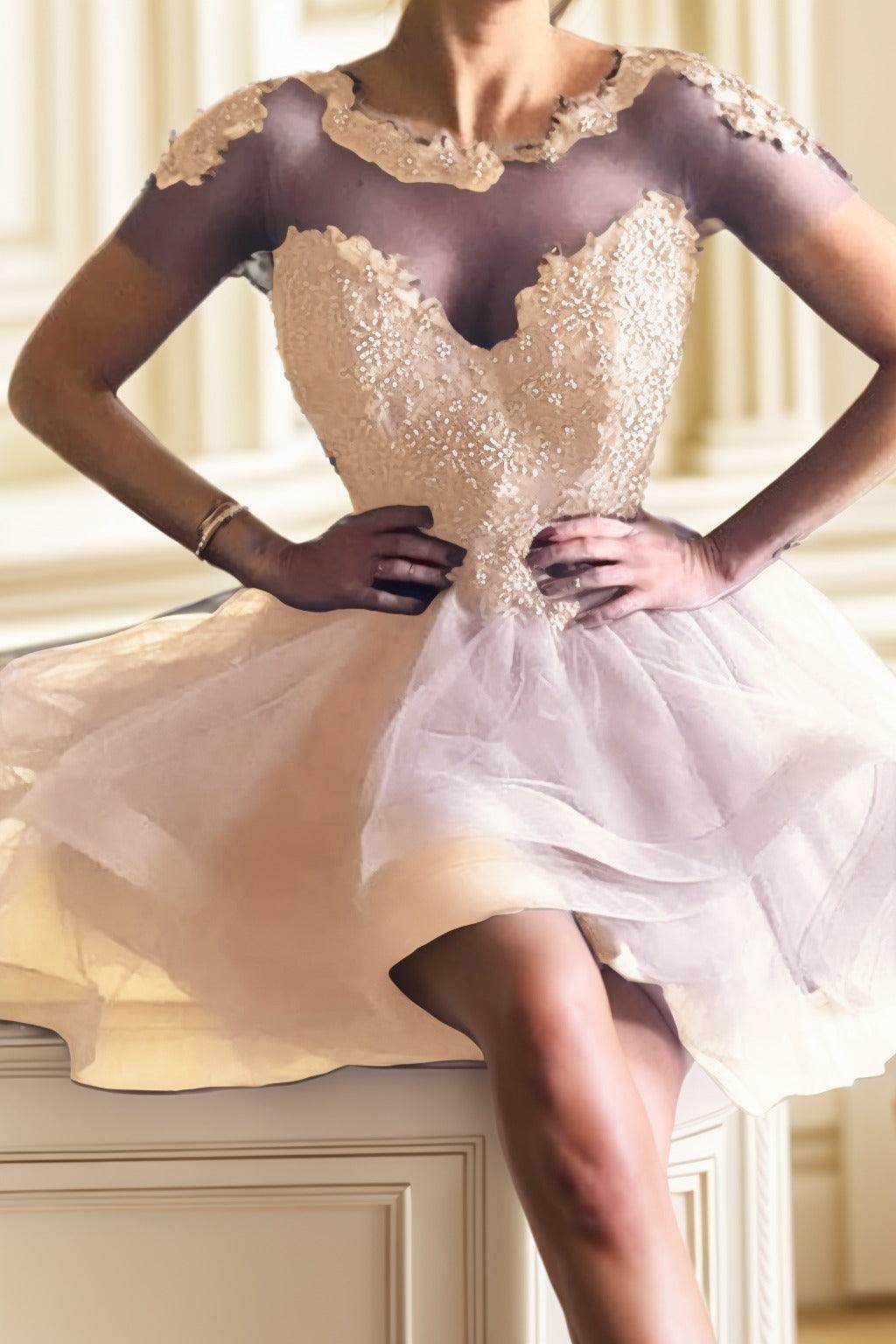 A-Line High-Low Tulle Homecoming Dresses CS0517 - COCOMELODY