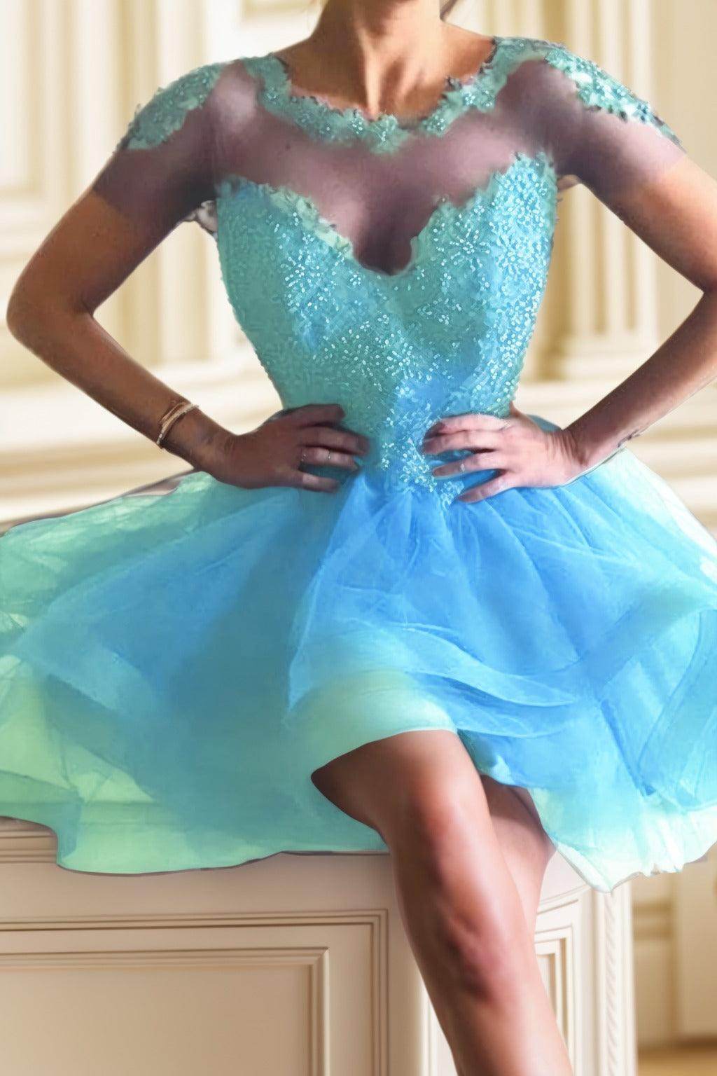 A-Line High-Low Tulle Homecoming Dresses CS0517 - COCOMELODY