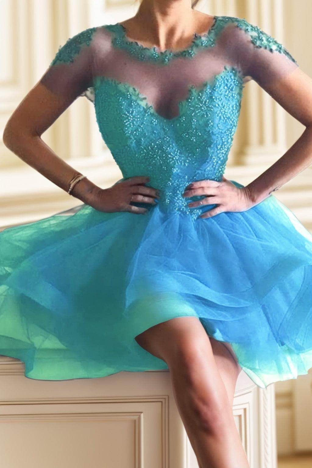 A-Line High-Low Tulle Homecoming Dresses CS0517 - COCOMELODY