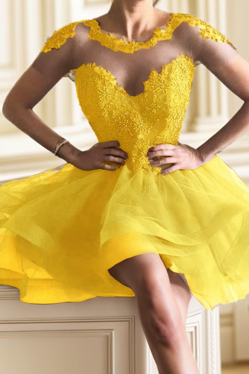 A-Line High-Low Tulle Homecoming Dresses CS0517 - COCOMELODY