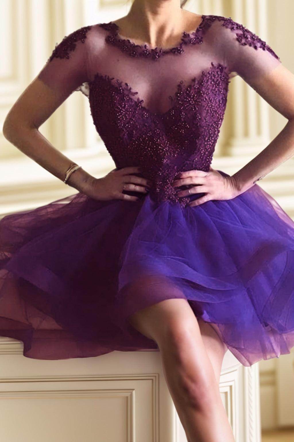 A-Line High-Low Tulle Homecoming Dresses CS0517 - COCOMELODY