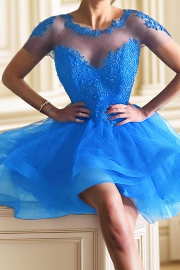 A-Line High-Low Tulle Homecoming Dresses CS0517 - COCOMELODY