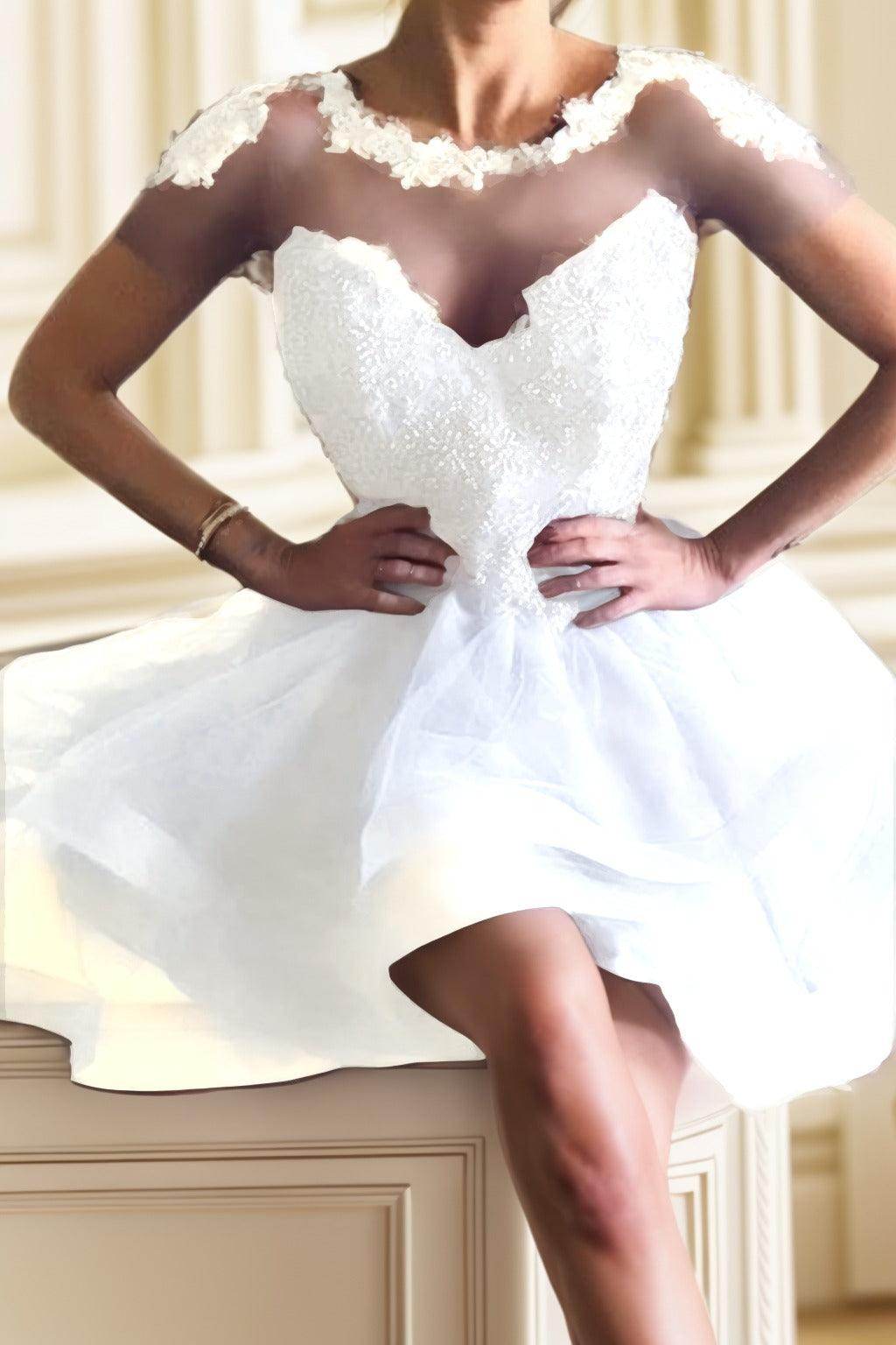 A-Line High-Low Tulle Homecoming Dresses CS0517 - COCOMELODY