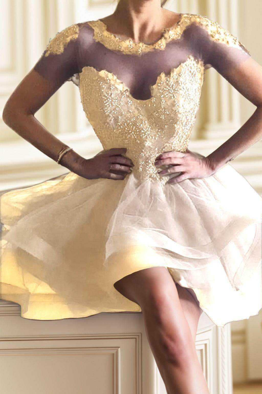 A-Line High-Low Tulle Homecoming Dresses CS0517 - COCOMELODY