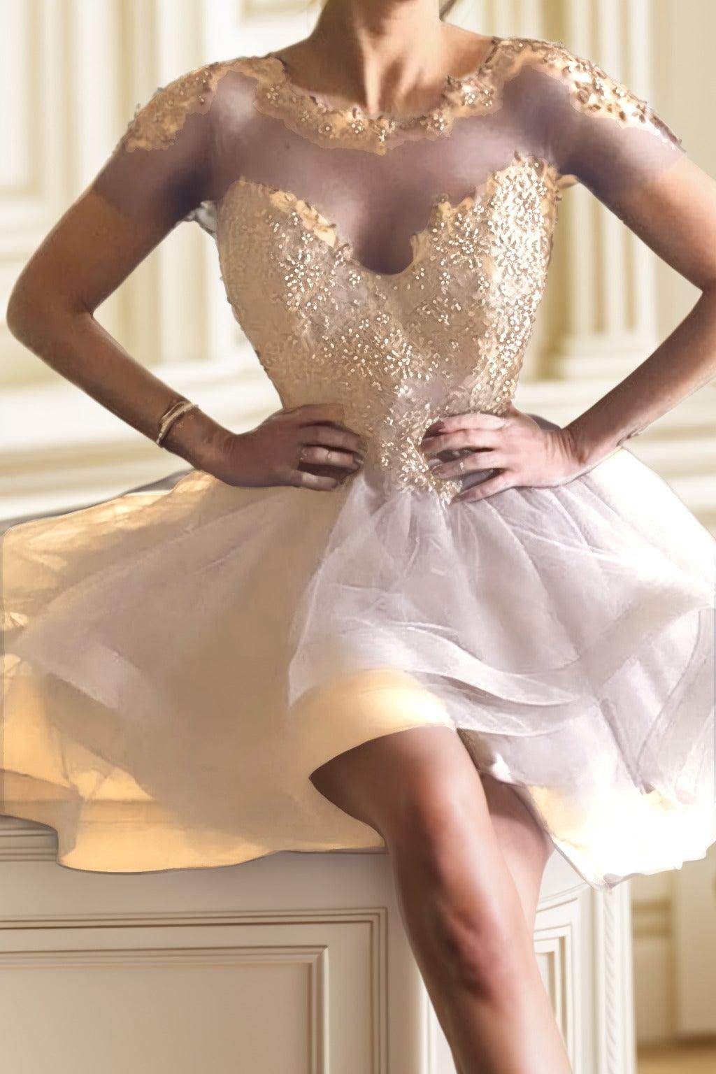 A-Line High-Low Tulle Homecoming Dresses CS0517 - COCOMELODY