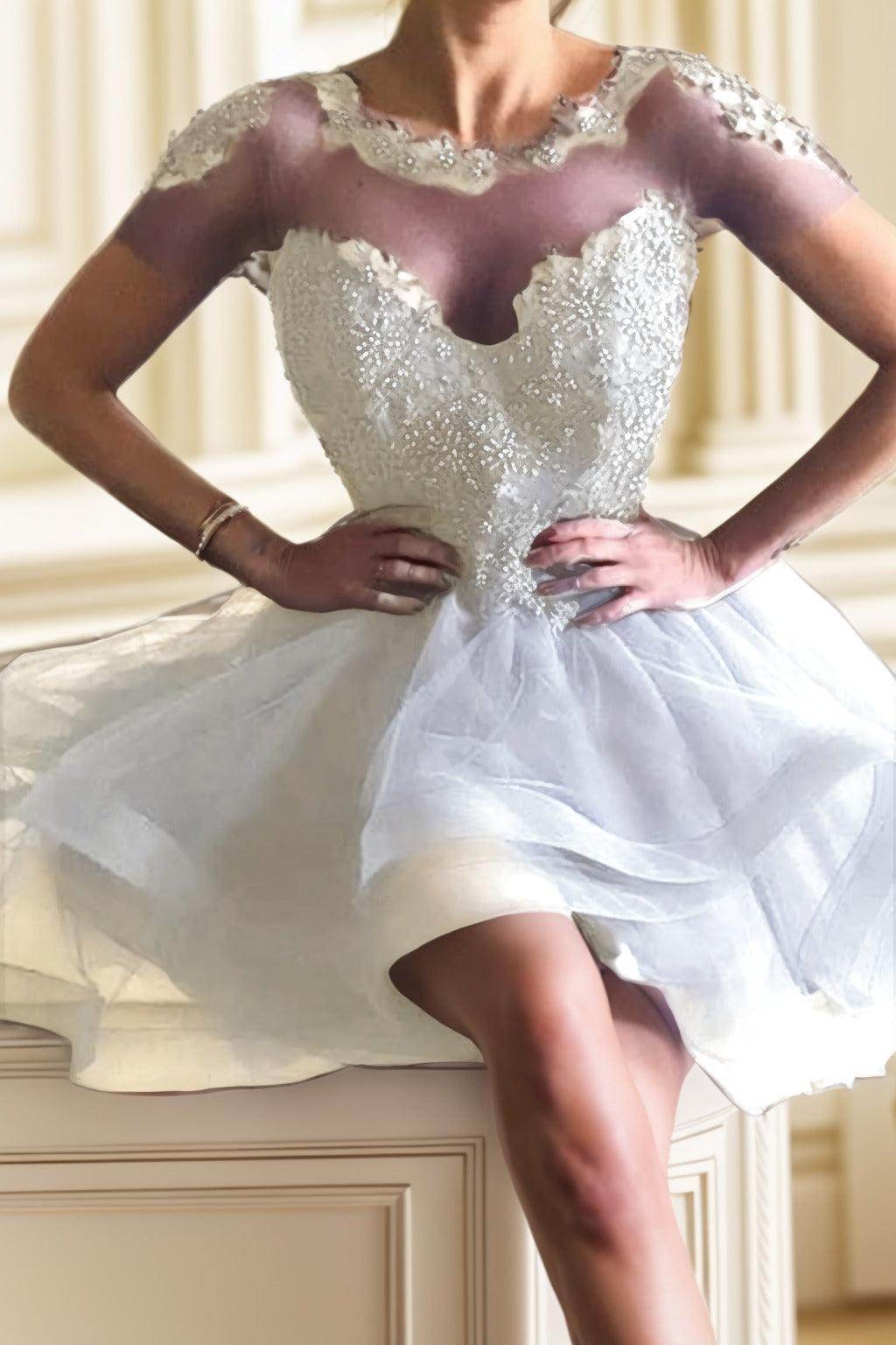 A-Line High-Low Tulle Homecoming Dresses CS0517 - COCOMELODY