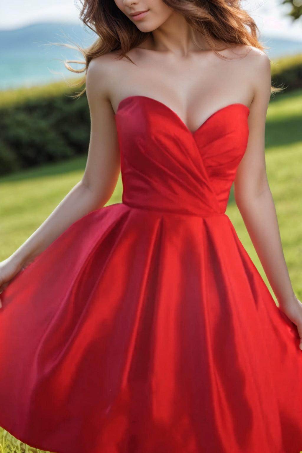 A-Line Knee Length Satin Homecoming Dresses COCOMELODY CS0518, Tawny A-Line Knee Length Satin Homecoming Dresses COCOMELODY CS0518, Tawny